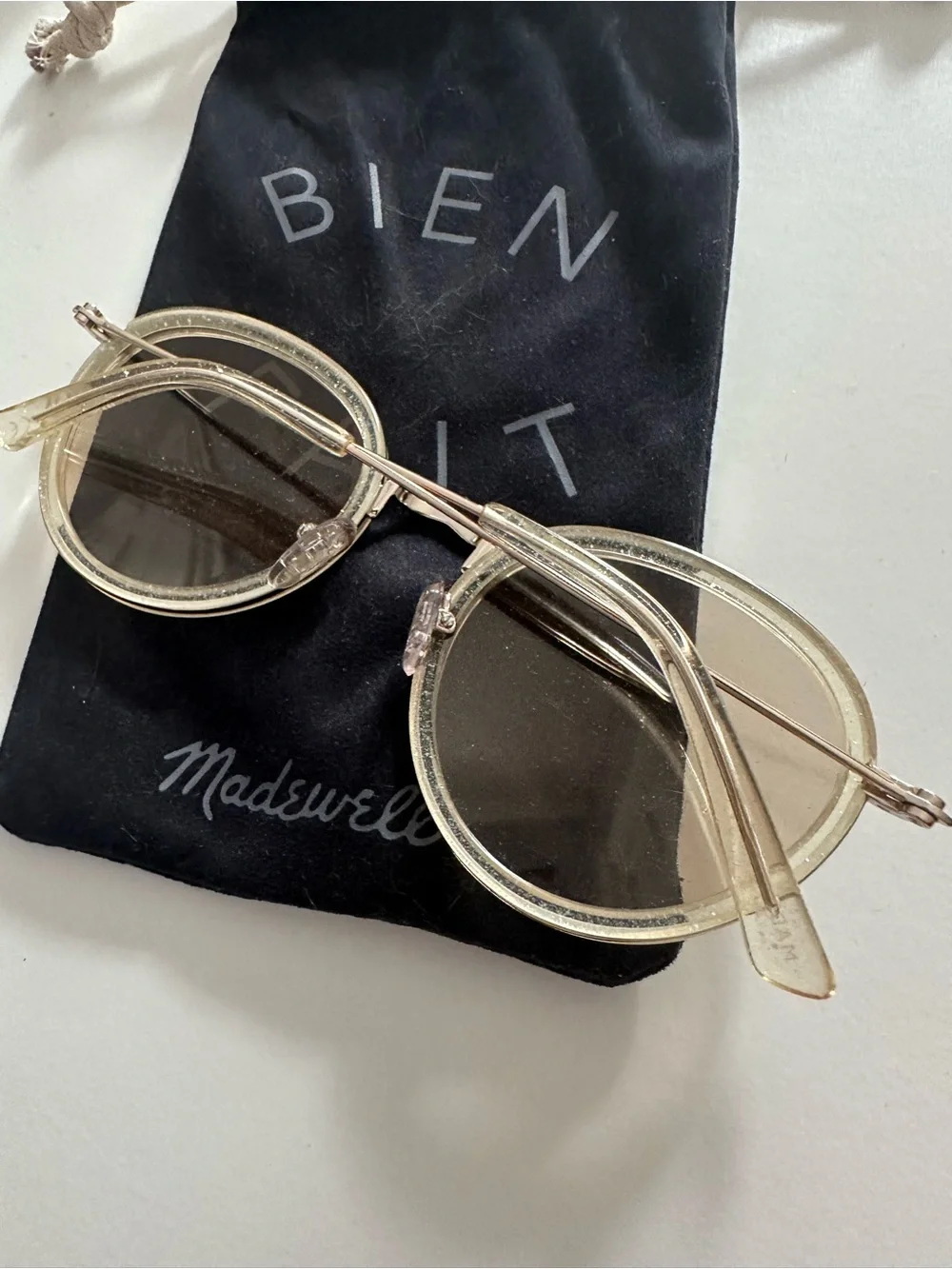 Madewell Clear Frame Round Sunglasses with Gold Accents